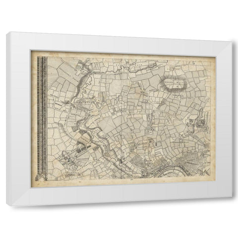 Map of London Grid V White Modern Wood Framed Art Print by Unknown