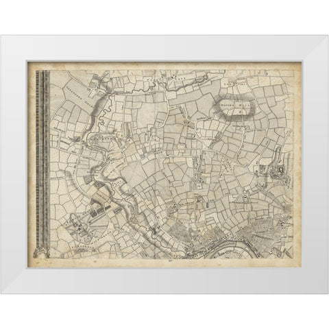 Map of London Grid V White Modern Wood Framed Art Print by Unknown