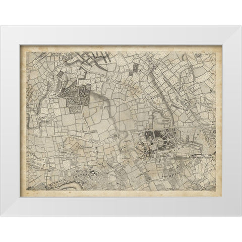 Map of London Grid VI White Modern Wood Framed Art Print by Unknown