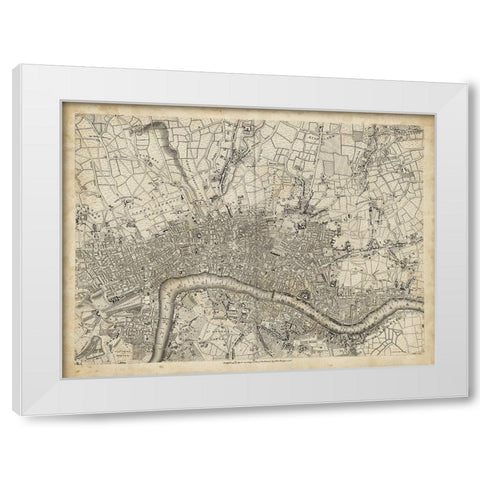 Map of London Grid VII White Modern Wood Framed Art Print by Unknown