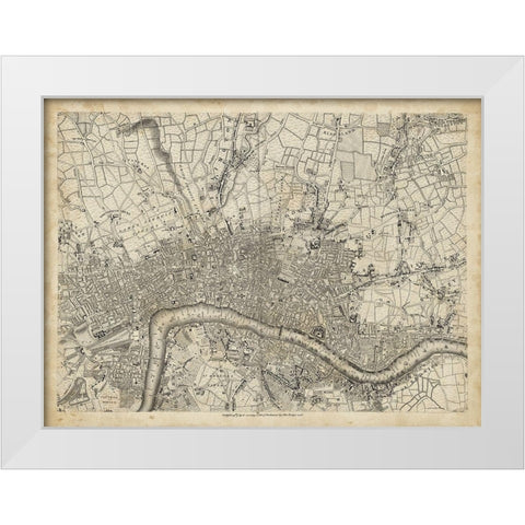 Map of London Grid VII White Modern Wood Framed Art Print by Unknown