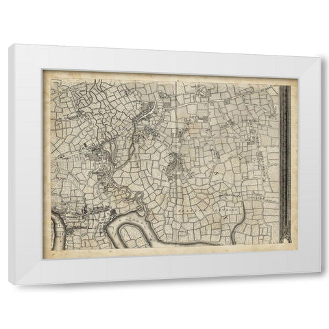 Map of London Grid VIII White Modern Wood Framed Art Print by Unknown