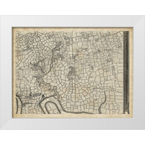 Map of London Grid VIII White Modern Wood Framed Art Print by Unknown