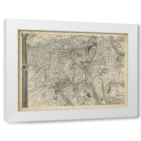 Map of London Grid IX White Modern Wood Framed Art Print by Unknown