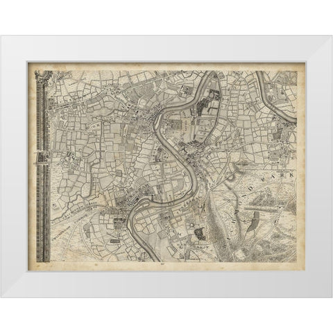 Map of London Grid IX White Modern Wood Framed Art Print by Unknown