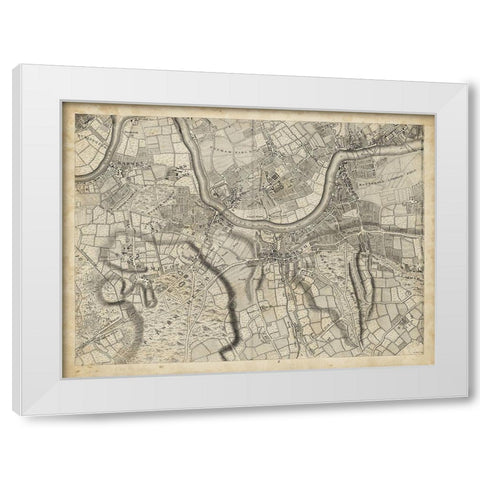 Map of London Grid X White Modern Wood Framed Art Print by Unknown