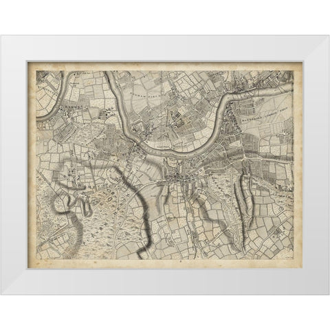 Map of London Grid X White Modern Wood Framed Art Print by Unknown