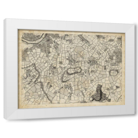 Map of London Grid XI White Modern Wood Framed Art Print by Unknown