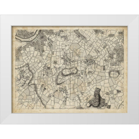 Map of London Grid XI White Modern Wood Framed Art Print by Unknown