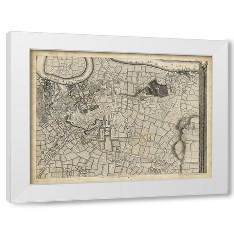 Map of London Grid XII White Modern Wood Framed Art Print by Unknown