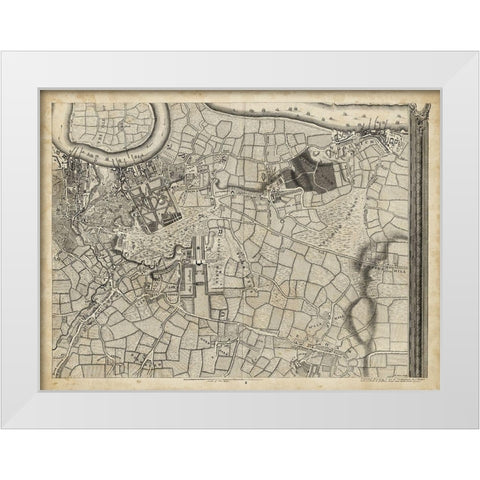 Map of London Grid XII White Modern Wood Framed Art Print by Unknown