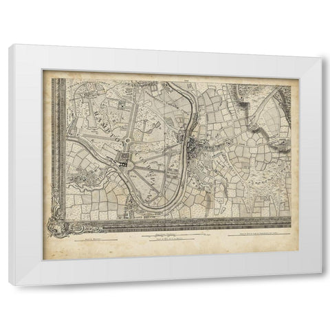 Map of London Grid XIII White Modern Wood Framed Art Print by Unknown