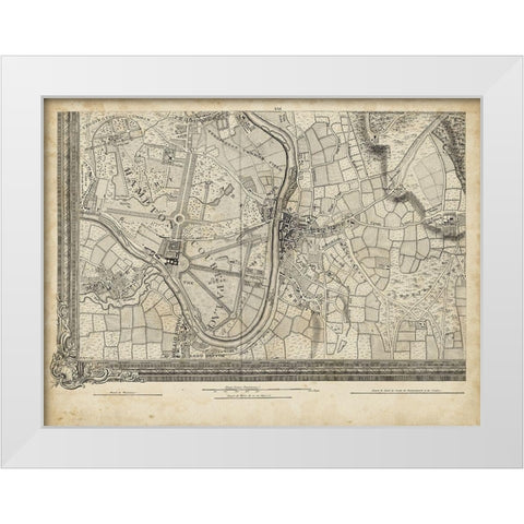 Map of London Grid XIII White Modern Wood Framed Art Print by Unknown