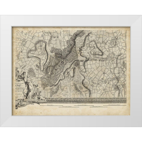 Map of London Grid XV White Modern Wood Framed Art Print by Unknown