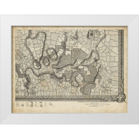 Map of London Grid XVI White Modern Wood Framed Art Print by Unknown