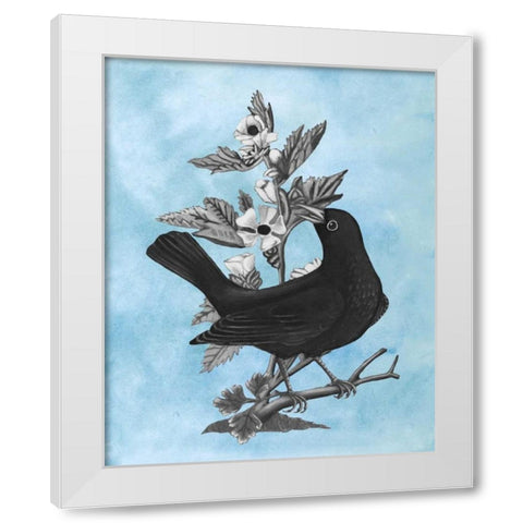 Bird on Blue II White Modern Wood Framed Art Print by McCavitt, Naomi