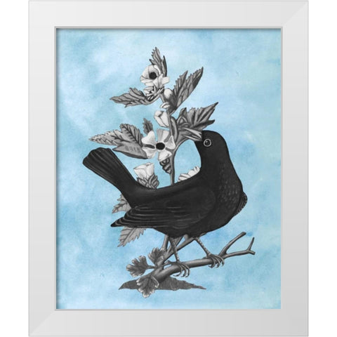 Bird on Blue II White Modern Wood Framed Art Print by McCavitt, Naomi