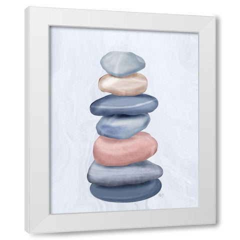 Stacking Stones 1 White Modern Wood Framed Art Print by Fab Funky