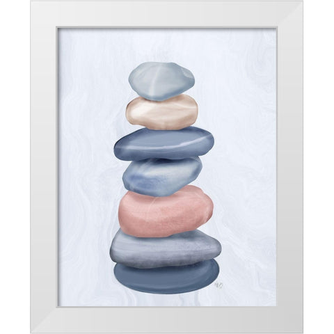Stacking Stones 1 White Modern Wood Framed Art Print by Fab Funky