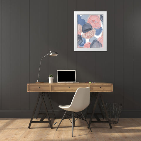 Beach Pebbles 2 White Modern Wood Framed Art Print by Fab Funky