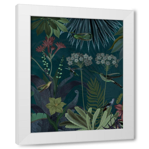 Hummingbird Garden 2 White Modern Wood Framed Art Print by Fab Funky
