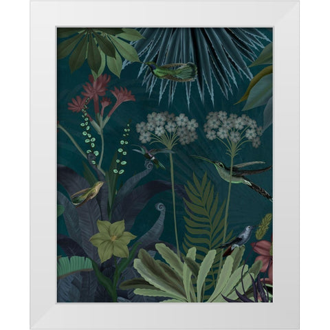 Hummingbird Garden 2 White Modern Wood Framed Art Print by Fab Funky