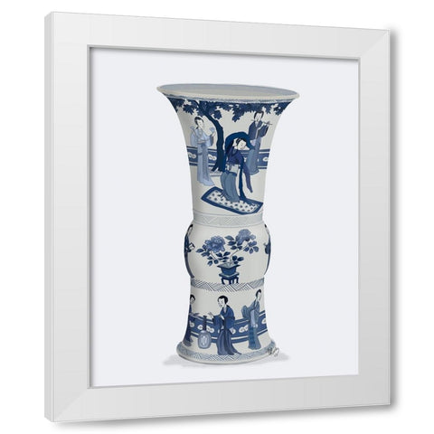 Chinoiserie Vase Dancer Blue White Modern Wood Framed Art Print by Fab Funky