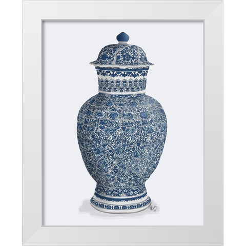 Chinoiserie Vase Flower Spiral Blue White Modern Wood Framed Art Print by Fab Funky