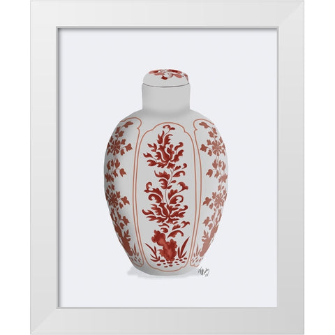 Chinoiserie Vase Vine Red White Modern Wood Framed Art Print by Fab Funky