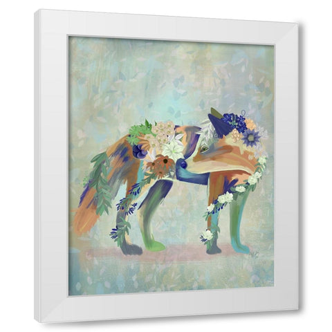 Fantastic Florals Fox-Standing White Modern Wood Framed Art Print by Fab Funky