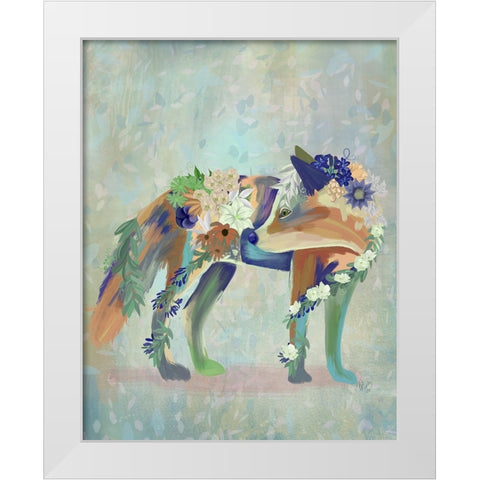 Fantastic Florals Fox-Standing White Modern Wood Framed Art Print by Fab Funky