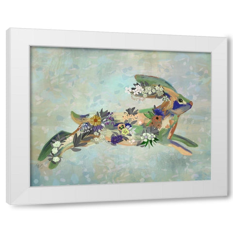 Fantastic Florals Hare-Running White Modern Wood Framed Art Print by Fab Funky