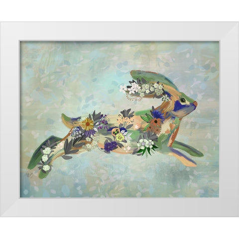 Fantastic Florals Hare-Running White Modern Wood Framed Art Print by Fab Funky