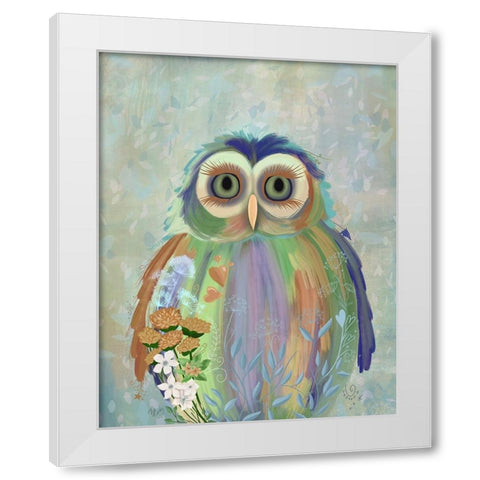 Fantastic Florals Owl White Modern Wood Framed Art Print by Fab Funky