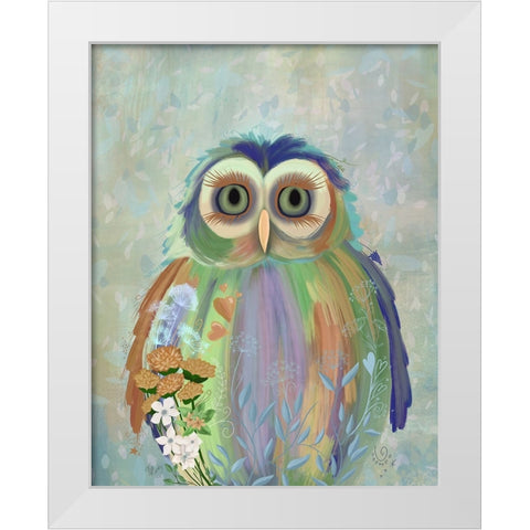 Fantastic Florals Owl White Modern Wood Framed Art Print by Fab Funky
