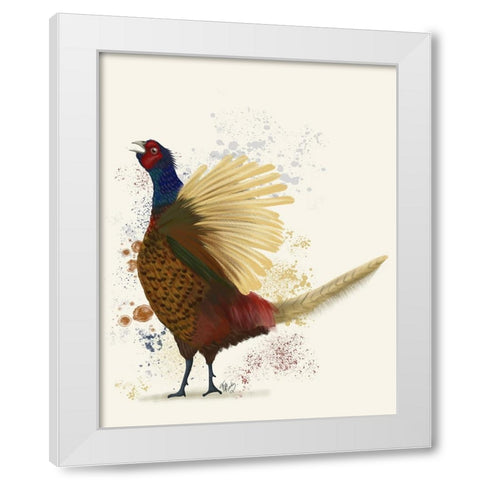 Pheasant Splash 8 White Modern Wood Framed Art Print by Fab Funky
