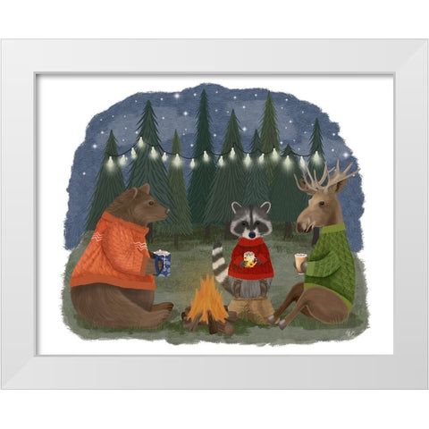 Campfire Hot Chocolate White Modern Wood Framed Art Print by Fab Funky