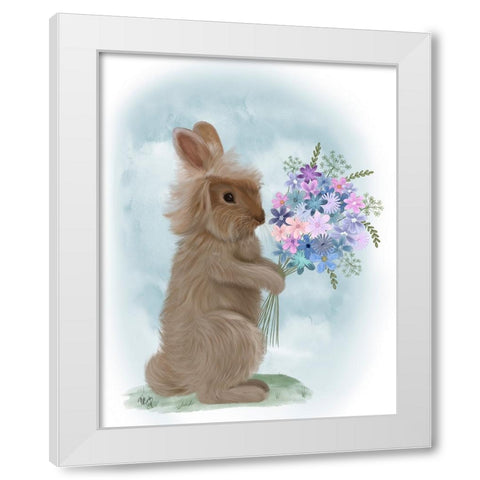 Bunny Bouquet 1 White Modern Wood Framed Art Print by Fab Funky