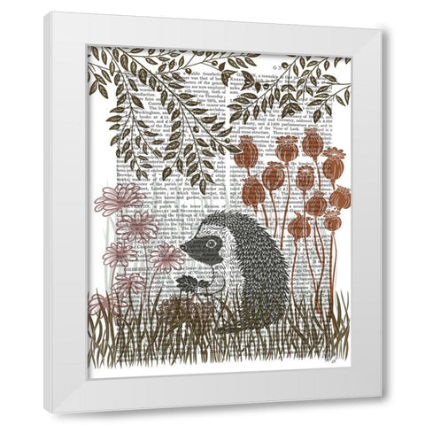Country Lane Hedgehog, Earth White Modern Wood Framed Art Print by Fab Funky