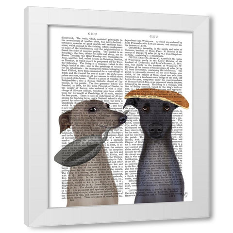 Greyhound Pancake Day Book Print White Modern Wood Framed Art Print by Fab Funky