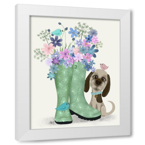 Bebe-Welly Bouquet White Modern Wood Framed Art Print by Fab Funky