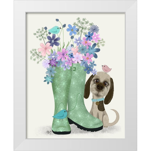 Bebe-Welly Bouquet White Modern Wood Framed Art Print by Fab Funky