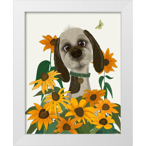 Bebe-Rudbeckia Garden White Modern Wood Framed Art Print by Fab Funky