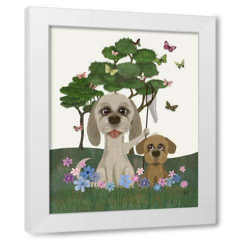Bebe-Butterfly Hunt White Modern Wood Framed Art Print by Fab Funky