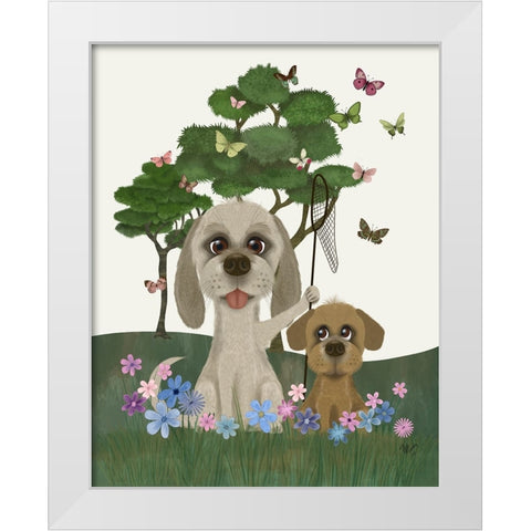 Bebe-Butterfly Hunt White Modern Wood Framed Art Print by Fab Funky