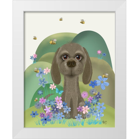 Bebe-Bee Garden White Modern Wood Framed Art Print by Fab Funky