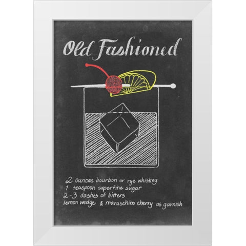 Chalkboard Cocktails Collection E White Modern Wood Framed Art Print by Popp, Grace