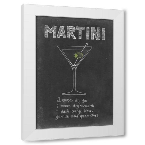 Chalkboard Cocktails Collection F White Modern Wood Framed Art Print by Popp, Grace
