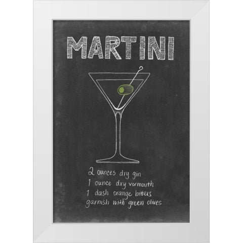 Chalkboard Cocktails Collection F White Modern Wood Framed Art Print by Popp, Grace