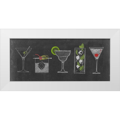 Chalkboard Cocktails Collection G White Modern Wood Framed Art Print by Popp, Grace